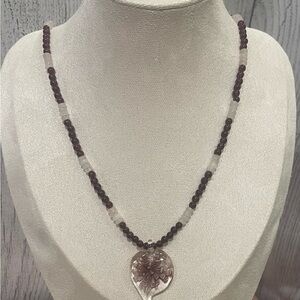 Garnet, Rose Quartz & Glass Artisan Necklace